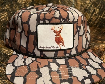 Whitetail buck retro oak camo SnapBack hat