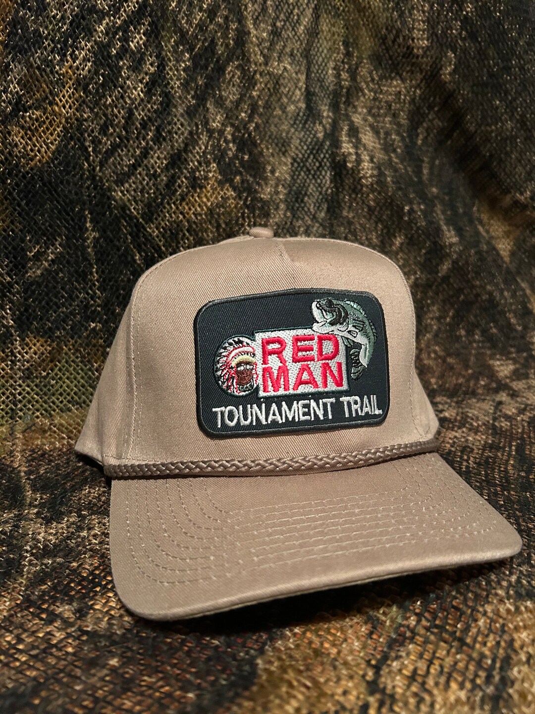 Red Man Tournament Trail Retro Vintage Tan Ropebrim Hat Etsy