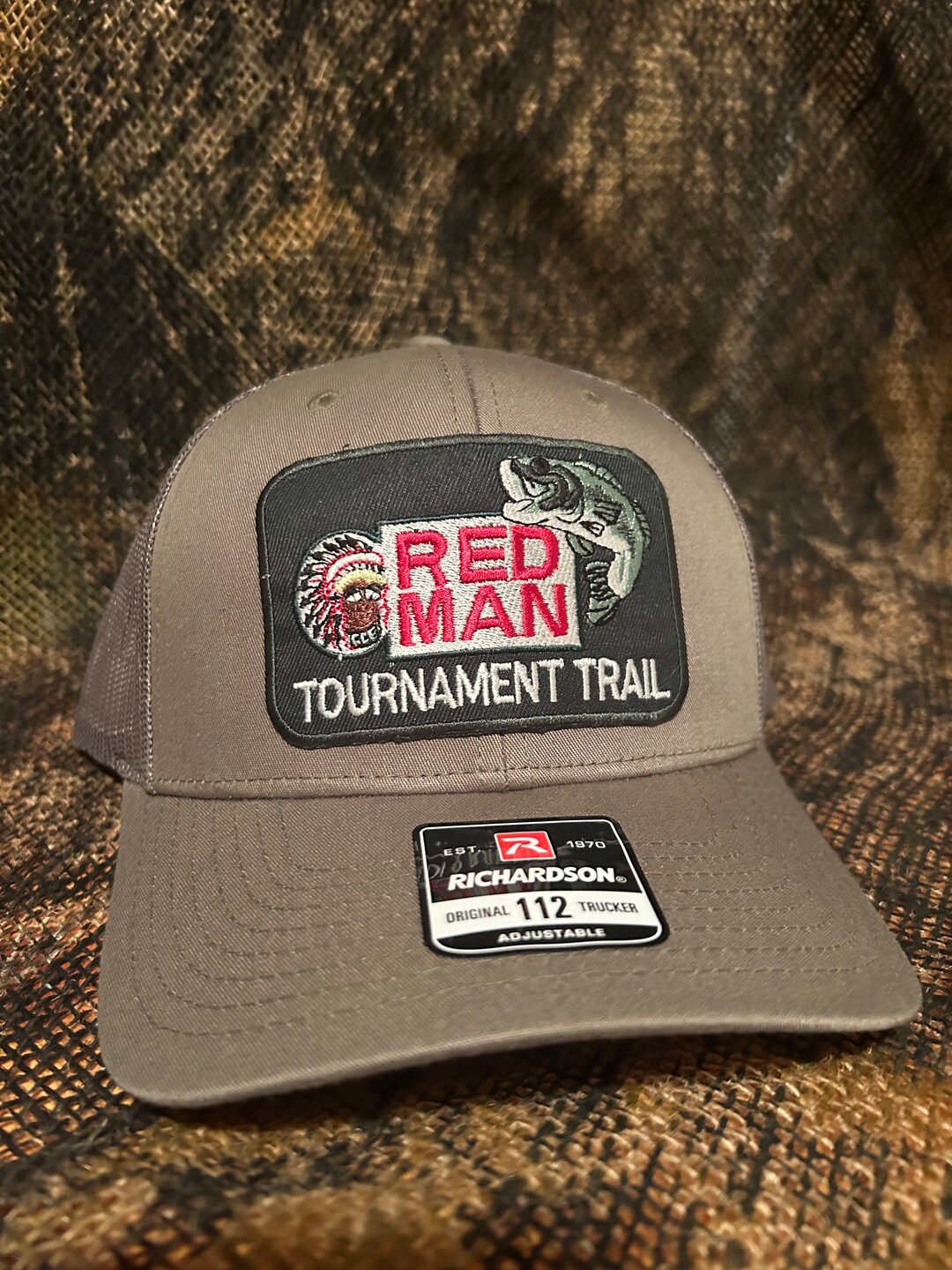 Red Man Tournament Trail Retro Vintage Olive Green Richardson 112