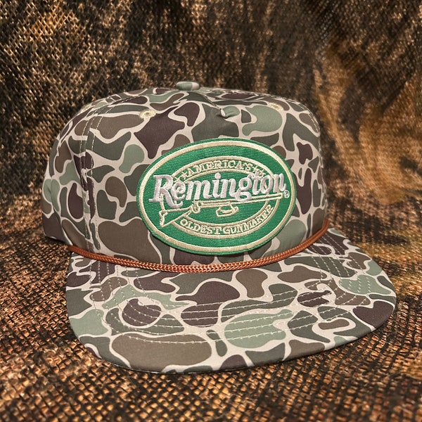 Remington hunting patch on a jungle Retro Vintage camouflage rope-brim snapback hat
