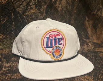 Cappello SnapBack con visiera in corda bianca retrò vintage Miller Lite