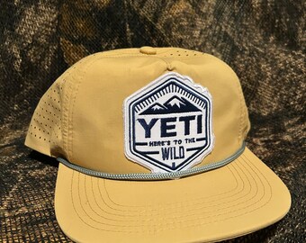 Yeti retro vintage yellow perforated SnapBack hat