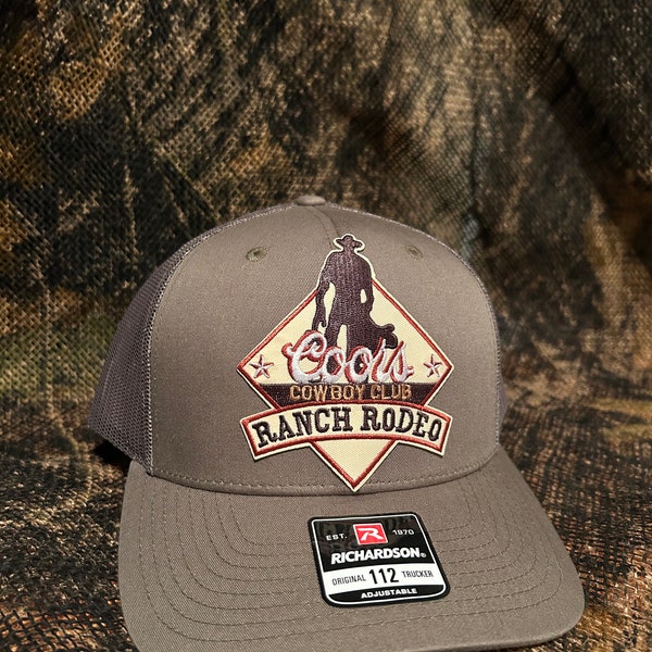 Coors cowboy club ranch rodeo Retro Vintage olive green Richardson 112 trucker hat