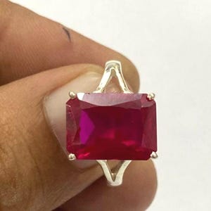 AAA+ Naturcertifierad Vintage 5,50 karat smaragdslipad rubinring: 925 sterlingsilver Juli födelsesten