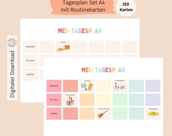 Daily schedule children | Montessori | Daily Planner | Routine Cards | Weekly plan kindergarten child A4 | To print | PDF | Digital | weekly planner