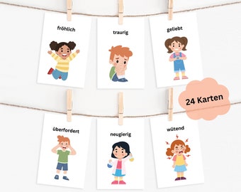 Feeling Cards | Montessori | feelings children | To print | PDF | Learning Material Kindergarten | Emotion Cards | feeling cards
