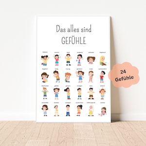 Póster de aprendizaje de sentimientos A4 + A3 | Carteles montessori | Habitación infantil | Imprimir | PDF | Material didáctico escuela infantil |