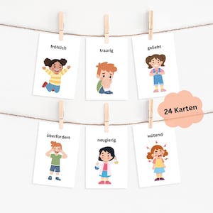 Feeling Cards Montessori feelings children To print PDF Learning Material Kindergarten Emotion Cards feeling cards image 1
