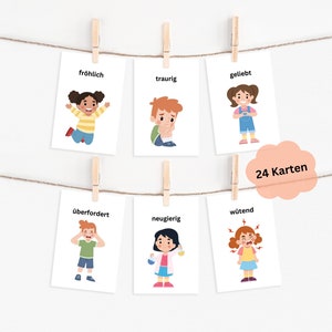 Feeling Cards Montessori feelings children To print PDF Learning Material Kindergarten Emotion Cards feeling cards image 1