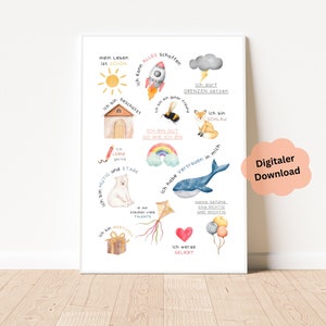 Cartel de afirmación A4 + A3 | Carteles montessori | Póster habitación infantil | Imprimir | PDF | Regalo de inscripción escolar | Afirmaciones niños