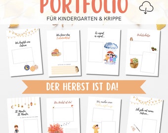 PORTFOLIO templates kindergarten autumn / crèche / daycare / childminder, PDF for printing, educator, download, DIN A4, Thanksgiving, St. Martin