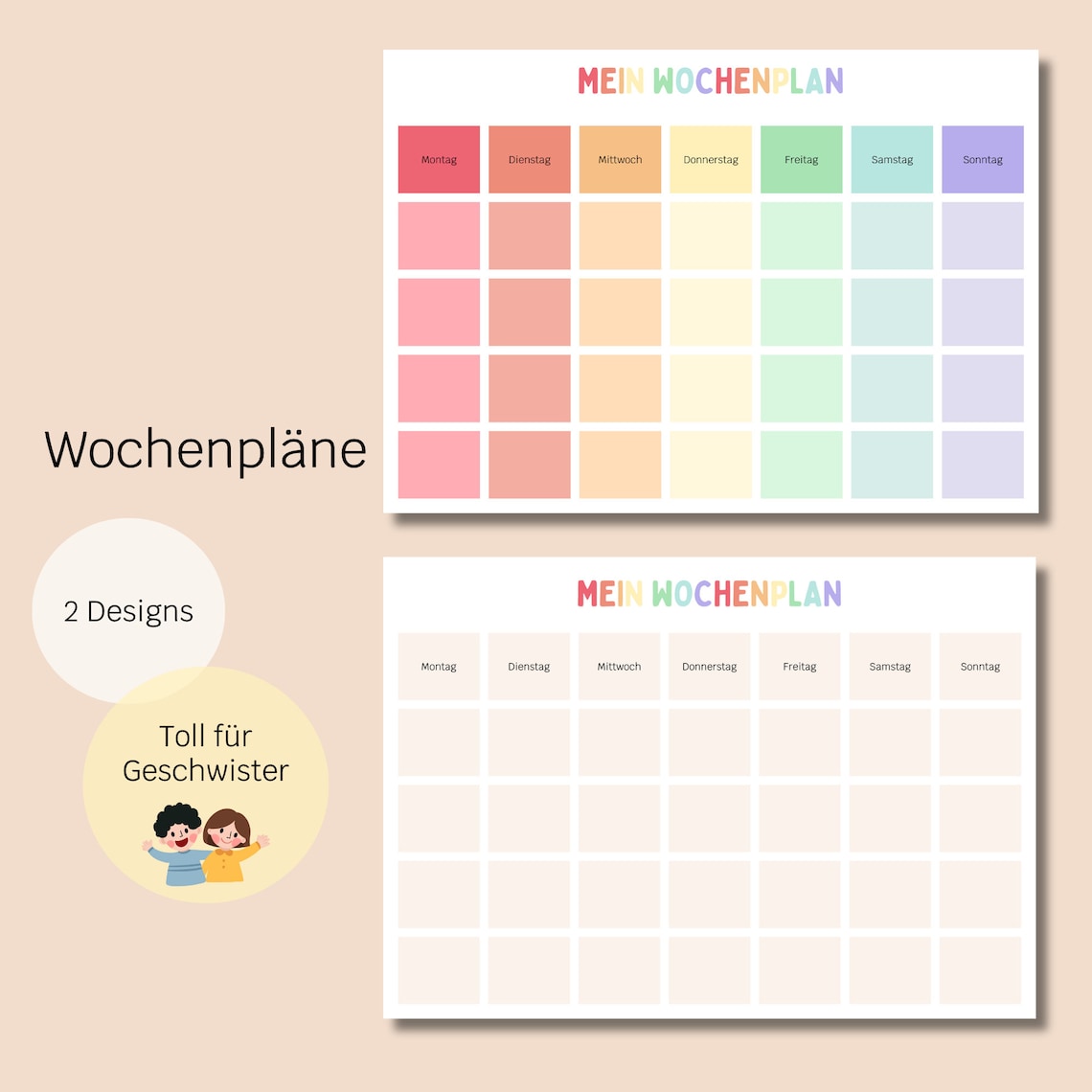 Wochenplan Kinder A3 + A4 | Montessori | Tagesablauf | Routinekarten