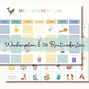 Wochenplan Kinder | Montessori | Tagesplan | Routinekarten | Wochenplaner Kindergartenkind A4 | Tagesroutine | Zum Ausdrucken | Digital