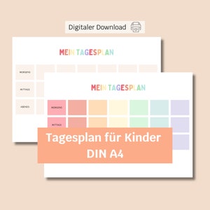 Tagesplan Kinder | Montessori | Tagesplaner | Wochenplaner Kindergartenkind A4 | Zum Ausdrucken | PDF | Digital | Wochenplan