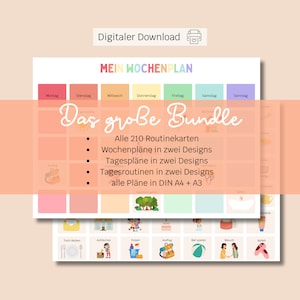 Weekly schedule children A3 + A4 | Montessori | daily routine | Routine Cards | Weekly Planner Bundle | To print | PDF | Digital | kindergarten