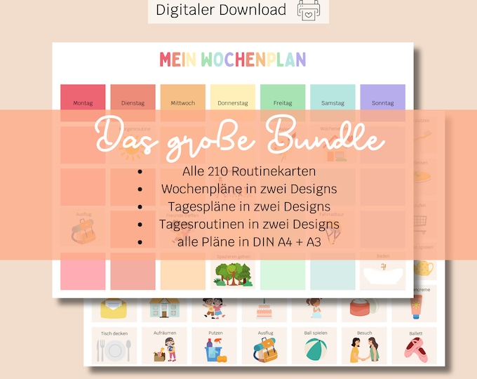 300 Routinekarten Wochenplan Kinder, Gratis Wochenplaner & Tagesablauf