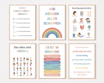 Klassenzimmer Deko | Geschenk für Lehrer | Kinderzimmer | Bundle Set | PDF | Einschulung | Schulanfang | Affirmationen Schule | Wall Art