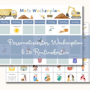 Wochenplan Kinder | Montessori | Tagesplan | Routinekarten | Wochenplaner | Bagger | Tagesroutine | Zum Ausdrucken | Digital | Kindergarten