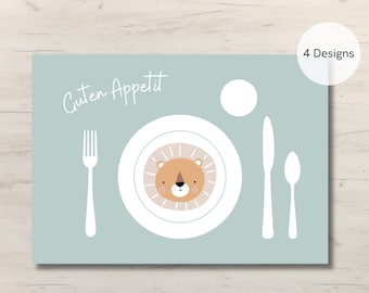 Placemat Children | Placemat Montessori | Placemat | lion | Nursery & Crèche | Toddler | set the table | To print | PDF