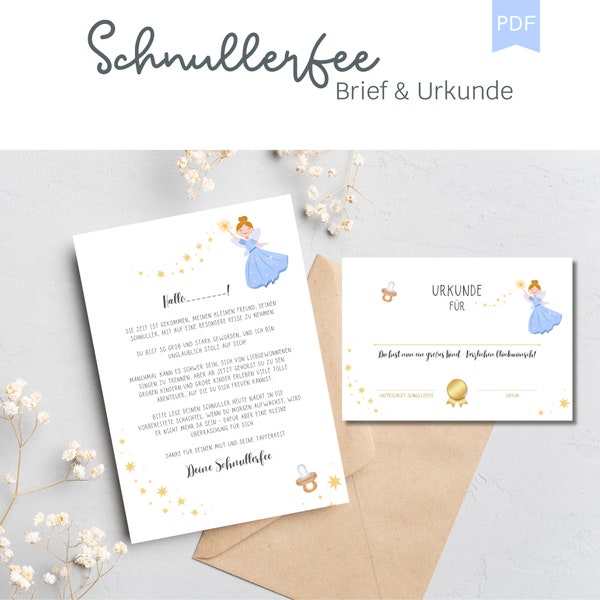 Schnullerfee Brief & Urkunde | Schnullerentwöhnung | Nuckel los werden | Kindergarten | PDF | Download | Montessori | Pädagogik |