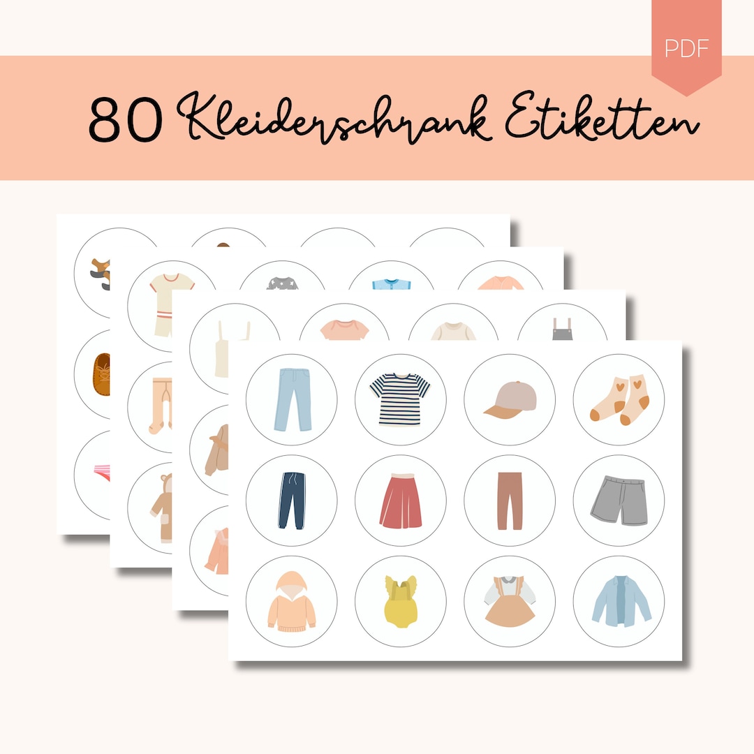 Kleiderschrank Etiketten Kinder Montessori Aufbewahrung Kleidung ...