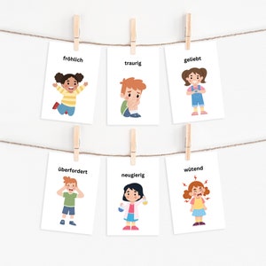 Feeling Cards Montessori feelings children To print PDF Learning Material Kindergarten Emotion Cards feeling cards image 2