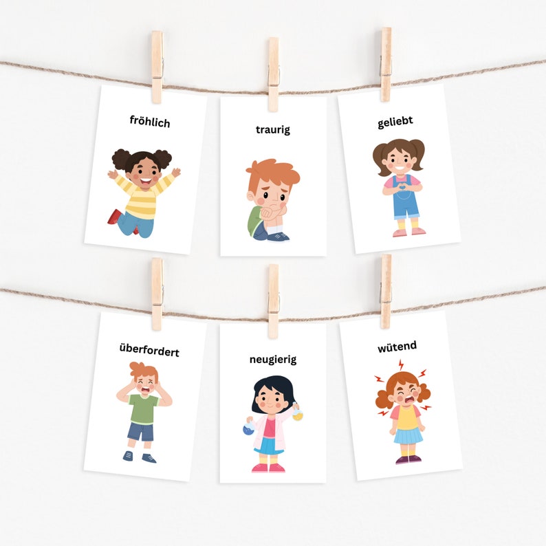 Gefühlekarten Montessori Gefühle Kinder Zum Ausdrucken PDF Lernmaterial Kindergarten Emotionskarten Gefühlskarten Bild 2