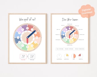 Learn Clock | Poster Nursery | Montessori | Reading the time children | Enrollment | Nursery | Preschool | Digital Download | PDF |