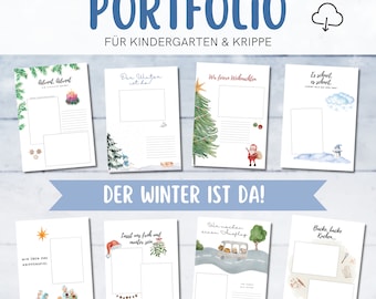 PORTFOLIO templates kindergarten winter/nursery/daycare/daycare, PDF for printing, educator, download, DIN A4, Advent, Christmas