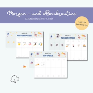 Plan de routine enfants | Montessori | Routine matinale | Horaire quotidien | astronaute | Imprimer | PDF | Numérique | Tout-petit de routine | Routine du soir
