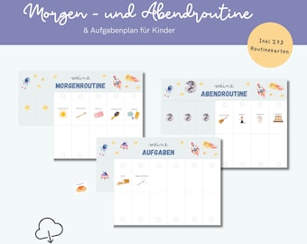 Routineplan Kinder | Montessori | Morgenroutine | Tagesplan | Astronaut | Zum Ausdrucken | PDF | Digital | Routine Kleinkind | Abendroutine