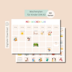 Wochenplan Kinder | Montessori | Tagesplan | Routinekarten | Wochenplaner Kindergartenkind A3 | Zum Ausdrucken | PDF | Digital