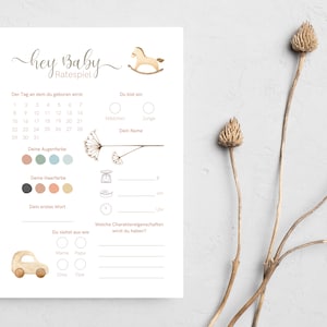 Juego de adivinanzas para baby shower Boho | Tarjetas para rellenar | juego de apuestas | Tarjetas de deseos de bebé | PDF para imprimir | Juego de baby shower | digitales |