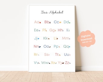 Alphabet Poster A3 + A4 | Child Picture | Nursery Poster ABC | gift enrollment | To print | PDF | Learning poster child | school start