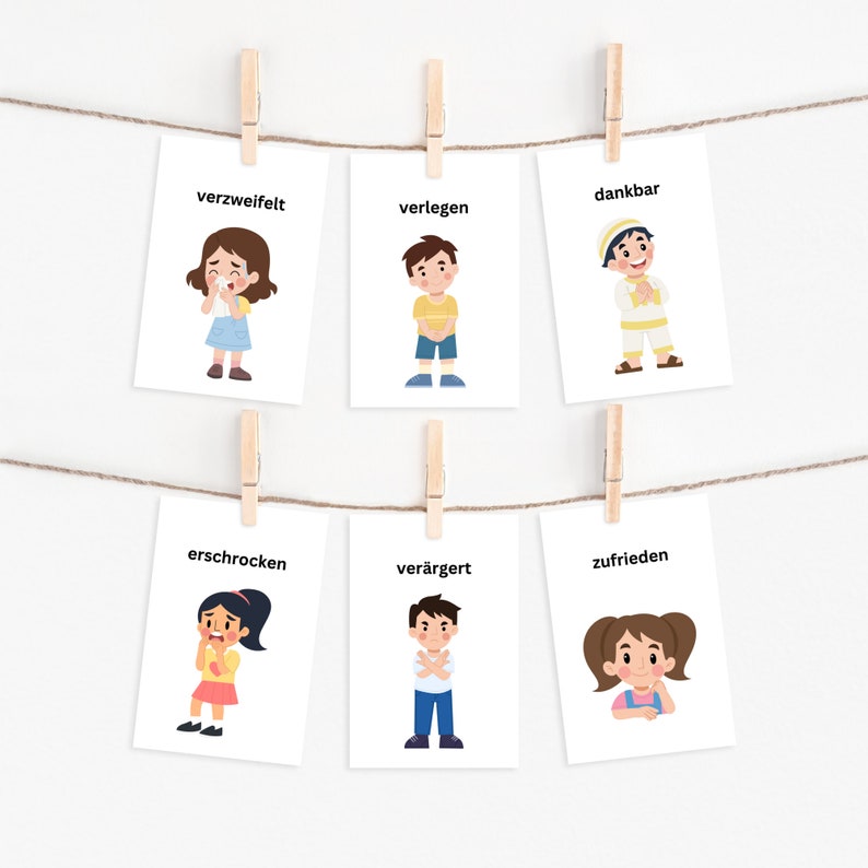 Feeling Cards Montessori feelings children To print PDF Learning Material Kindergarten Emotion Cards feeling cards image 5