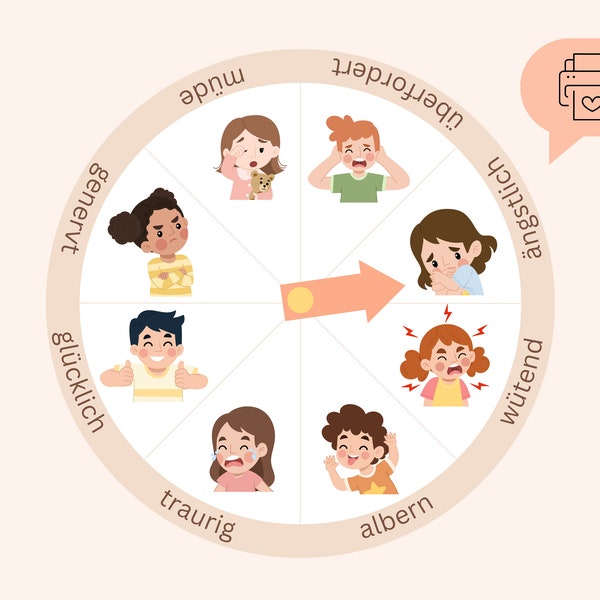 Feeling wheel children Montessori | Kindergarten & School | Feeling Wheel | Feeling Clock | Learning Poster | Digital Download | learn feelings |