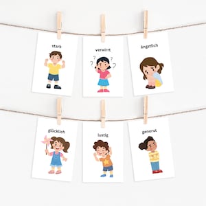 Feeling Cards Montessori feelings children To print PDF Learning Material Kindergarten Emotion Cards feeling cards image 4