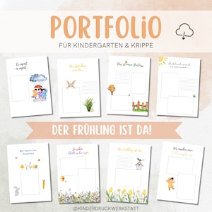 Plantillas PORTFOLIO jardín de infantes primavera y Pascua / guardería / guardería / niñera, PDF para imprimir, educador, descargar, DIN A4