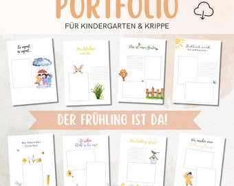PORTFOLIO Vorlagen Kindergarten Frühling & Ostern / Krippe / Kita / Tagesmutter, PDF zum Ausdrucken, Erzieher, Download,   DIN A4