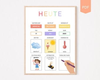 Daily calendar children| daily schedule | Montessori calendar | Daily Routine | Children&#39;s Calendar | Learning Poster | Nursery Calendar | Weekly schedule | PDF