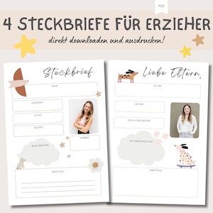 Può includere: Modello stampabile per un'introduzione di un insegnante ai genitori. Il modello include sezioni per il nome dell'insegnante, l'indirizzo, l'età, il gruppo, le qualifiche, gli hobby e uno spazio per un messaggio personale. Il modello include anche una foto di un insegnante.