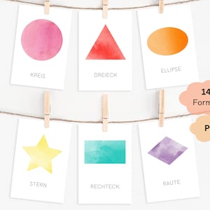 Formen Karten A7 | Lernkarten | Montessori | Kartenset | Flash Cards| Digitaler Download | PDF | Ausdrucken | Kindergarten & Schule