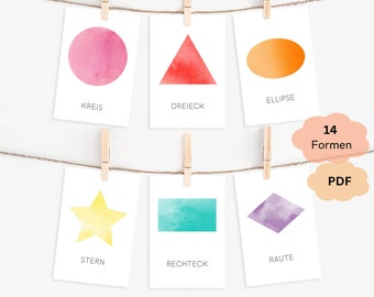 shapes cards A7 | Flashcards | Montessori | card set | Flash Cards| Digital Download | PDF | Print | kindergarten & school
