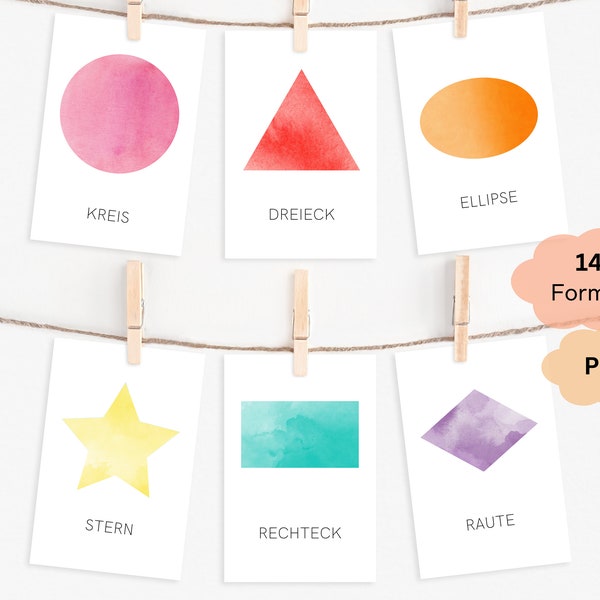 shapes cards A7 | Flashcards | Montessori | card set | Flash Cards| Digital Download | PDF | Print | kindergarten & school