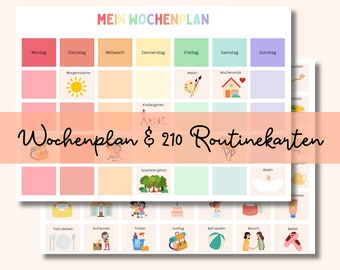 Weekly plan children | Montessori | Daily schedule | Routine Cards | Weekly planner kindergarten child A4 | Daily routine | To print | Digital