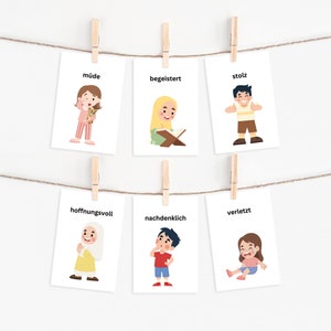 Feeling Cards Montessori feelings children To print PDF Learning Material Kindergarten Emotion Cards feeling cards image 3