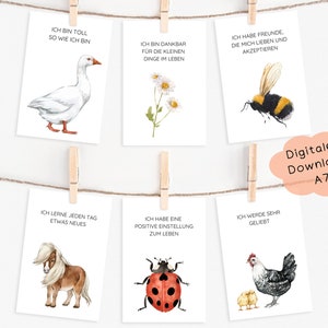 Affirmationskarten Tiere digital | Montessori | Geschenk Einschulung | PDF | Geschenk Kinder | Affirmationen Kinder | Positive Glaubenssätze