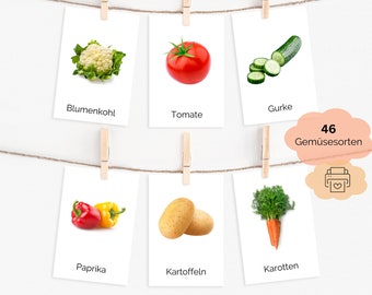 Lernkarten Gemüse | Einkaufskarten Montessori | Einkaufsliste Kinder | Flash Cards Lebensmittel | PDF | Zum Ausdrucken | Sprachlernkarten