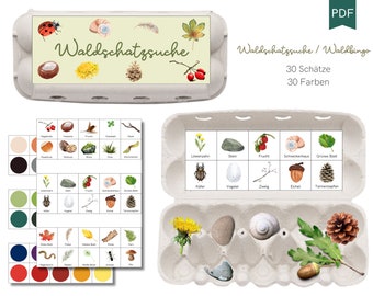 Waldschatzsuche Kinder | Waldbingo | Montessori | Kindergeburtstag Spiel | Kindergarten Naturgruppe | Waldkindergarten | Digitaler Download