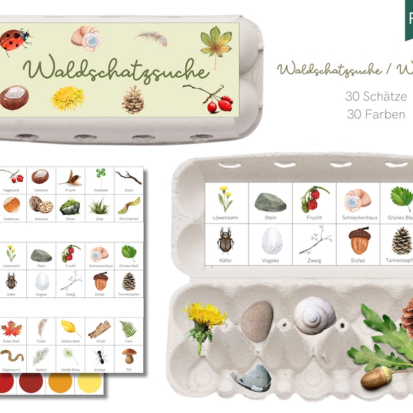 Waldschatzsuche Kinder | Waldbingo | Montessori | Kindergeburtstag Spiel | Kindergarten Naturgruppe | Waldkindergarten | Digitaler Download